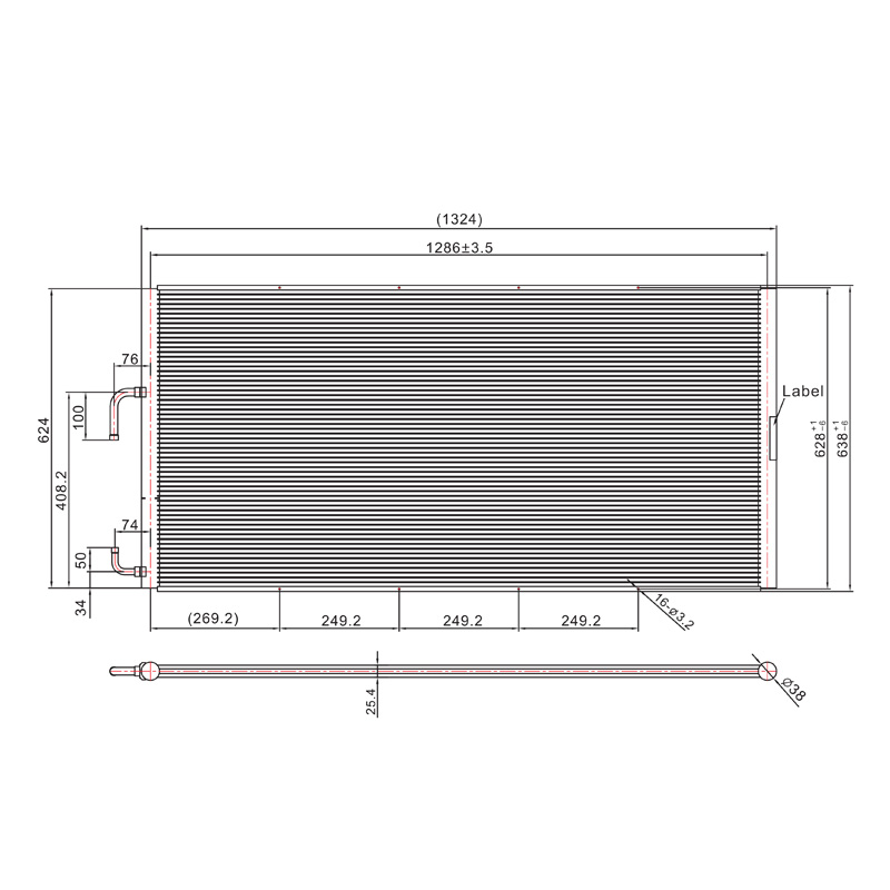 SC-1700 1324*638Mm Tabung Penukar Panas Microchannel Kumparan Kondensor AC Mobil